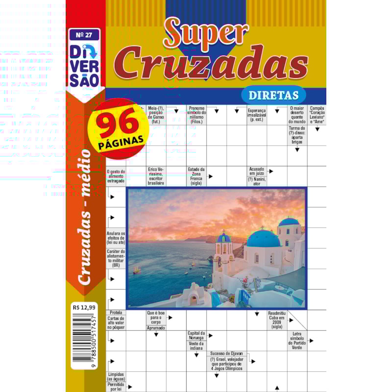 LIVRO DIVERSÃO SUPER PALAVRAS-CRUZADAS DIRETAS 27: NÍVEL MÉDIO