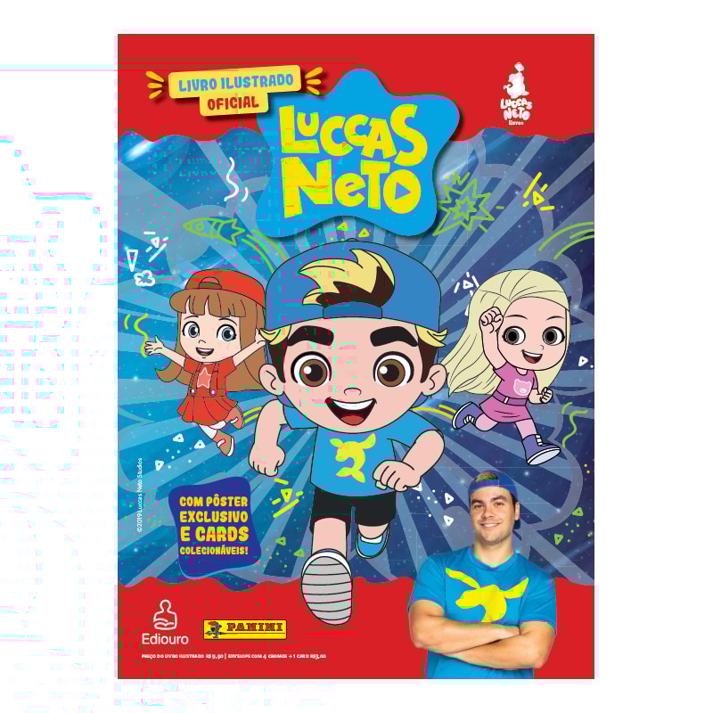 LIVRO ILUSTRADO CAPA DURA + 5 ENVELOPES DE CROMOS - LUCCAS NETO