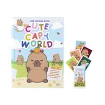 LIVRO ILUSTRADO CUTE CAPY WORLD: KIT ÁLBUM CORTESIA + 10 ENVELOPES (50 CROMOS)
