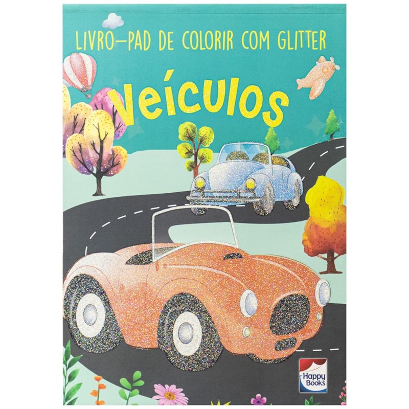 Livro-pad de colorir com Glitter: Veículos