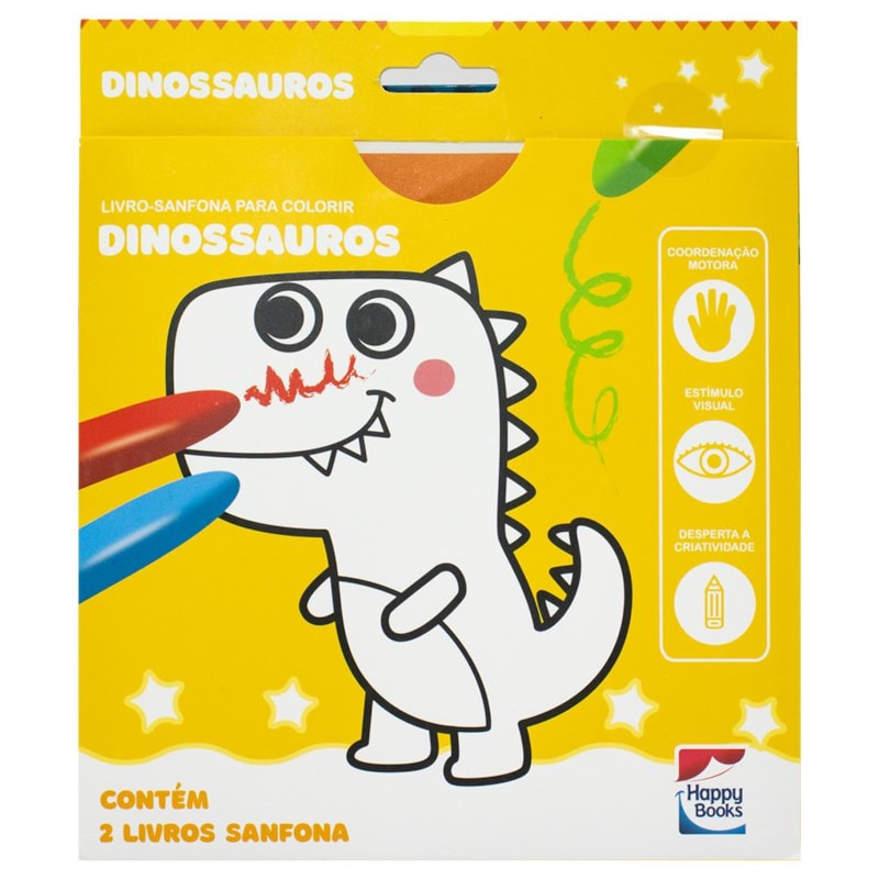 LIVRO-SANFONA PARA COLORIR: DINOSSAUROS
