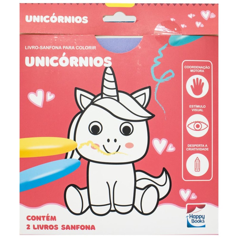 LIVRO-SANFONA PARA COLORIR: UNICÓRNIOS