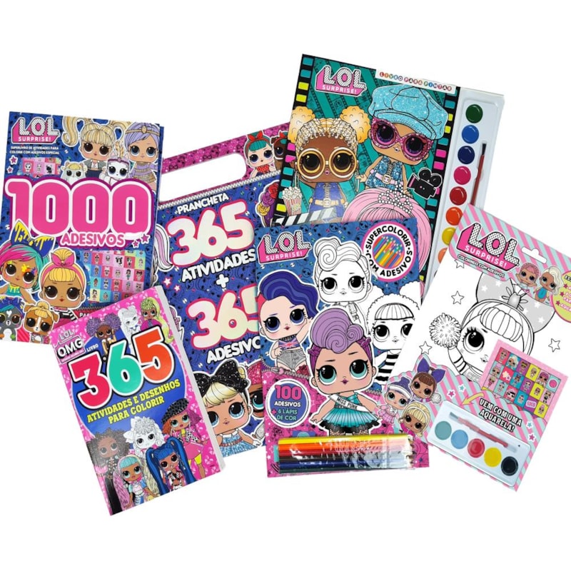 LOL SURPRISE! KIT LIVROS PARA COLORIR E ATIVIDADES