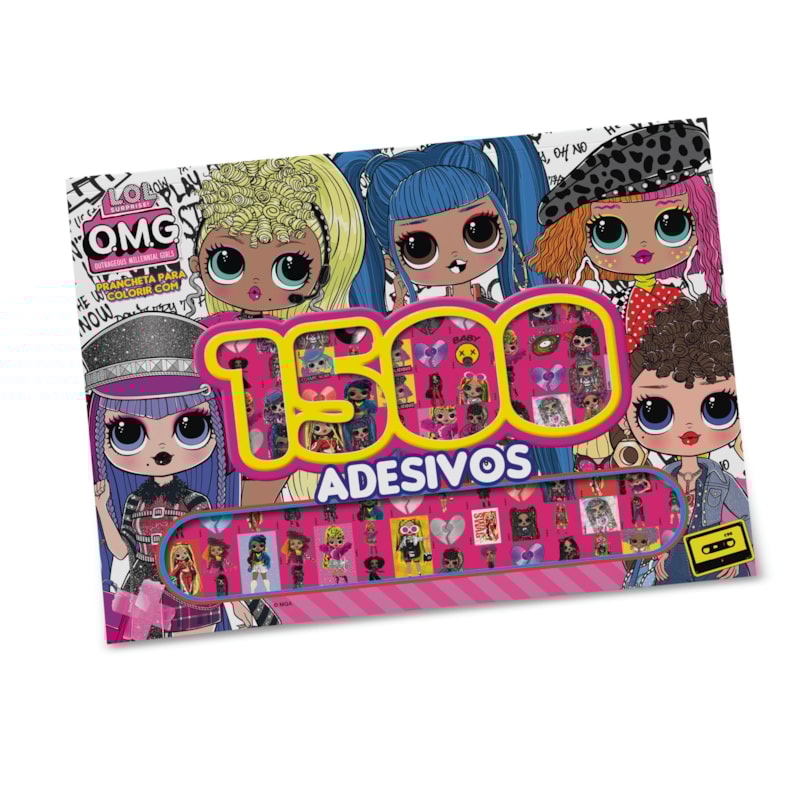 LOL SURPRISE - OMG PRANCHETA PARA COLORIR COM 1500 ADESIVOS