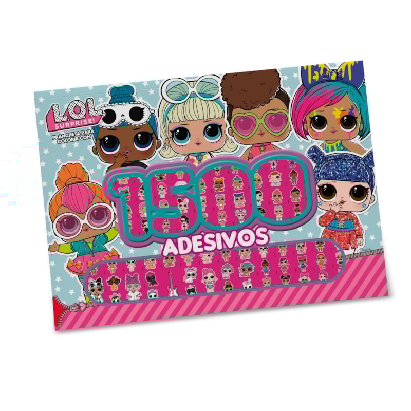 LOL SURPRISE - PRANCHETA PARA COLORIR COM 1500 ADESIVOS