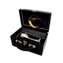 MALA COM CALICE CROMO FOSCO E DOURADO INTERNO 27X17X13,5CM CORVIN