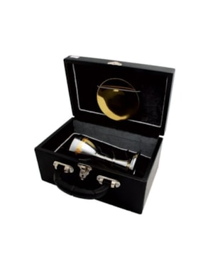 MALA COM CALICE CROMO FOSCO E DOURADO INTERNO 27X17X13,5CM CORVIN