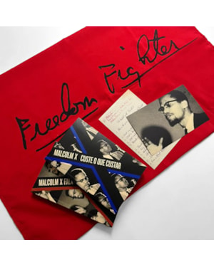 MALCOLM X 100 ANOS: KIT EXCLUSIVO COM 2 LIVROS + BANDEIRA + POSTAIS