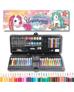 MALETA DE PINTURA 92PÇS UNICORNIO