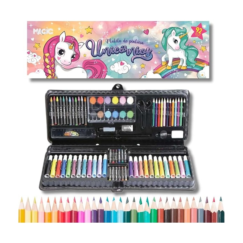 MALETA DE PINTURA 92PÇS UNICORNIO
