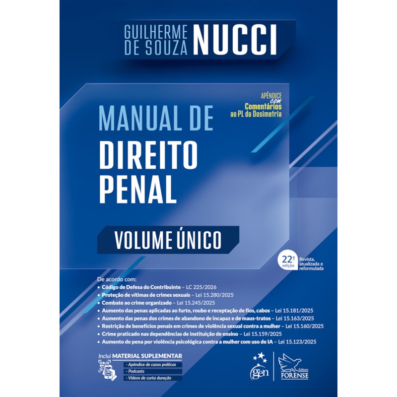 MANUAL DE DIREITO PENAL - VOLUME ÚNICO - 22ª EDIÇÃO 2026