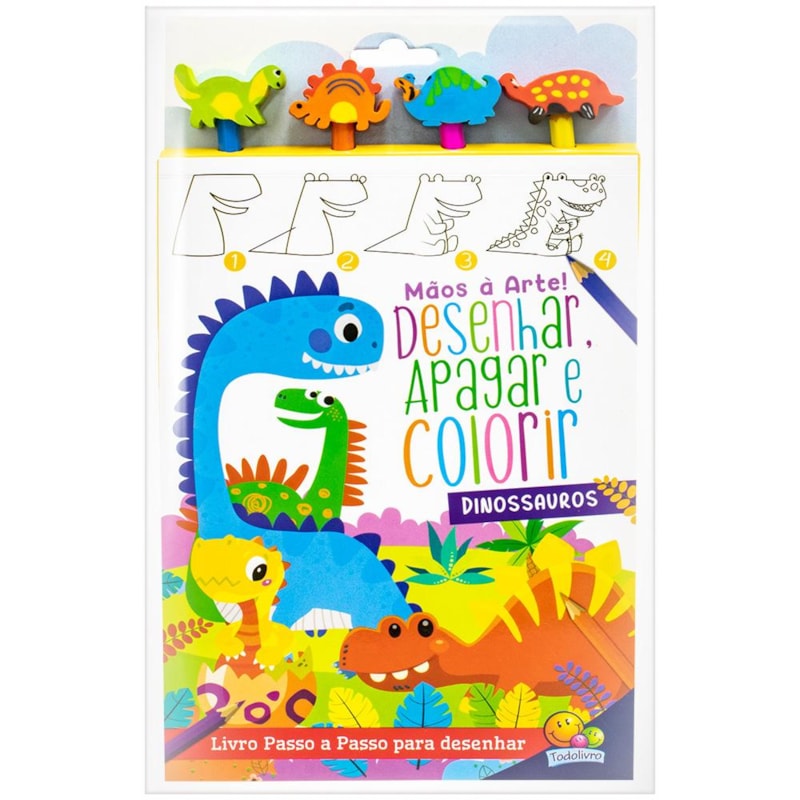 MÃOS À ARTE! DESENHAR, APAGAR E COLORIR: DINOSSAUROS