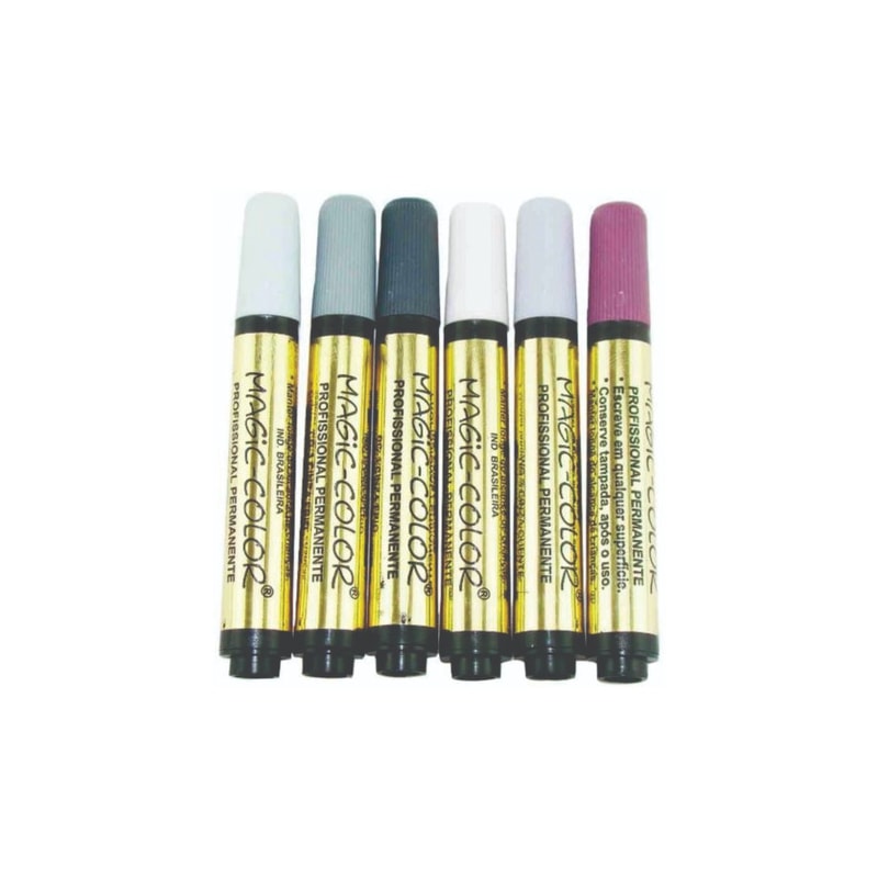 MARCADOR PERMANENTE PROFISSIONAL C/ 6 CORES TONS CINZA