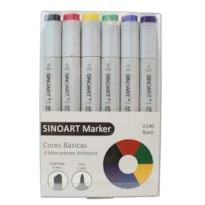 MARCADORES ARTÍSTICOS C/ 6 CORES = CORES BÁSICAS