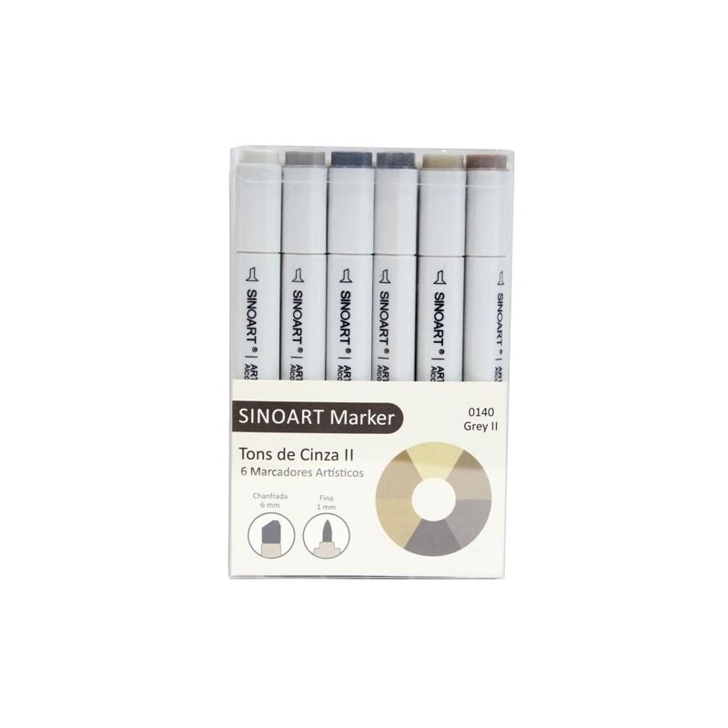 MARCADORES ARTÍSTICOS C/6 CORES TONS DE CINZA II