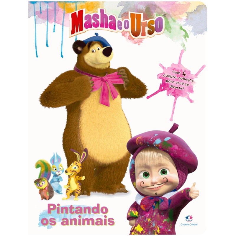 Masha e o urso - Pintando os animais: pintando os animais - Com 4 quebra-cabeças para você se divertir!