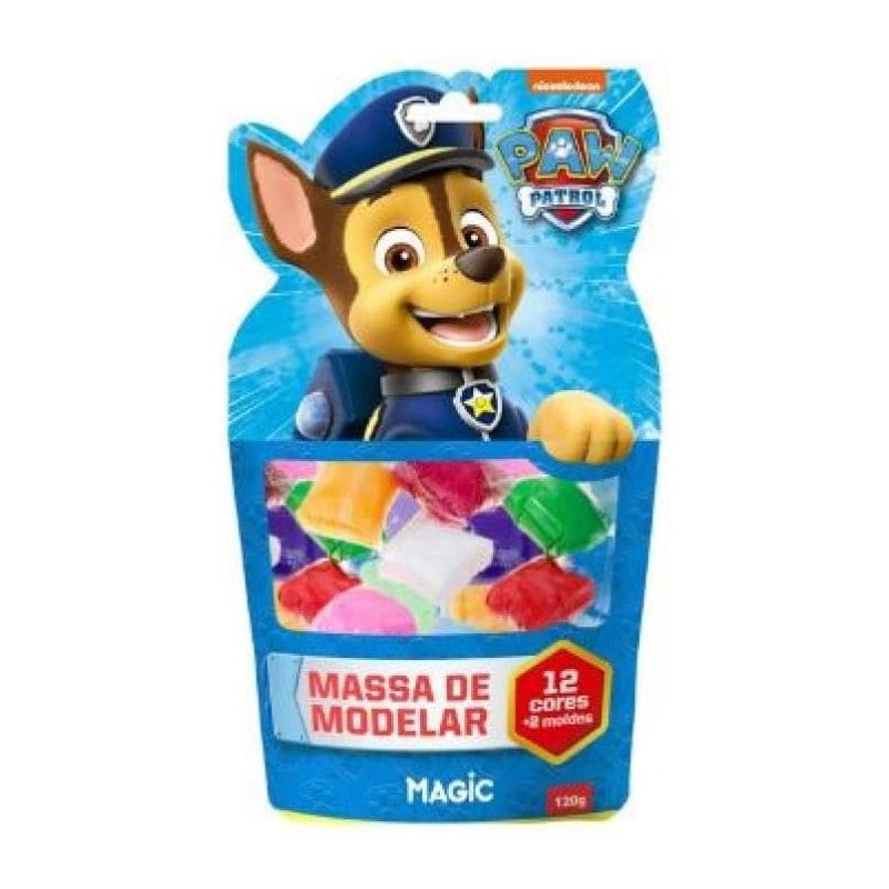 MASSA DE MODELAR 12 CORES 2 MOLDES - PATRULHA CANINA - AZUL