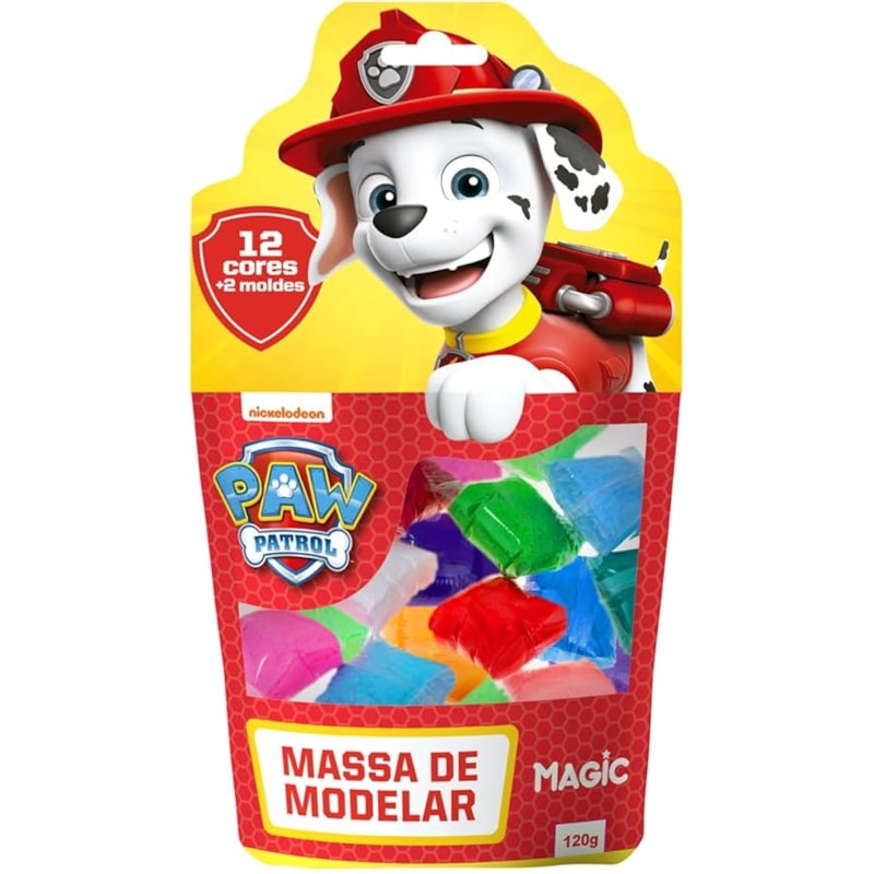 MASSA DE MODELAR 12 CORES 2 MOLDES - PATRULHA CANINA - VERMELHO