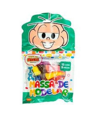 MASSA DE MODELAR 12 CORES 2 MOLDES VERDE - TURMA DA MÔNICA