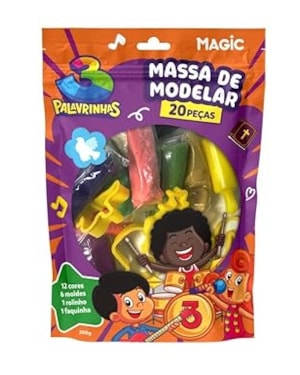 MASSA DE MODELAR 12 CORES  6 MOLDES 1 ROLINHO 1 FAQUINHA 3 PALAVRINHAS