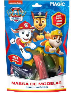 MASSA DE MODELAR 12 CORES 6 MOLDES 2 ITENS - PATRULHA CANINA - PACOTE AZUL