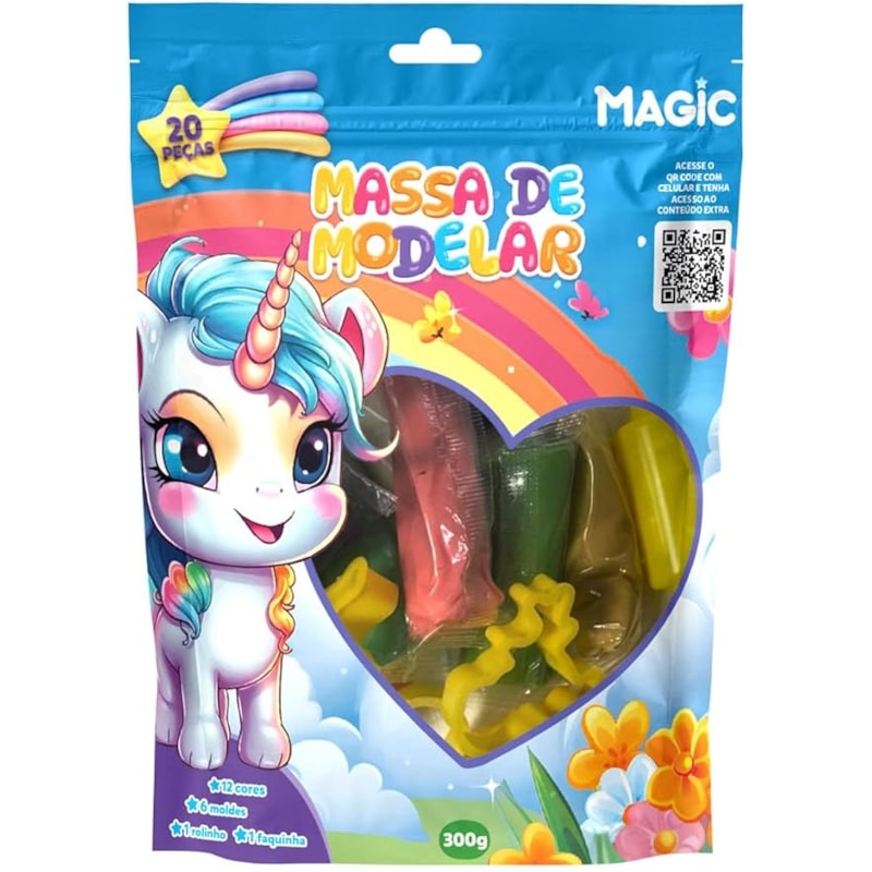 MASSA DE MODELAR 12 CORES 6 MOLDES 2 ITENS - UNICÓRNIO 2