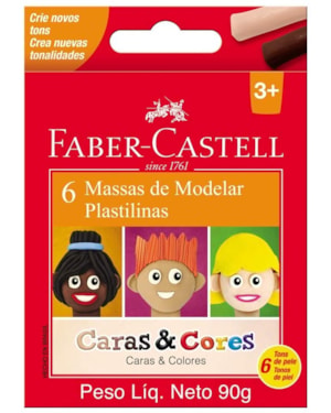 MASSA DE MODELAR FABER CARAS & CORES 06 CORES