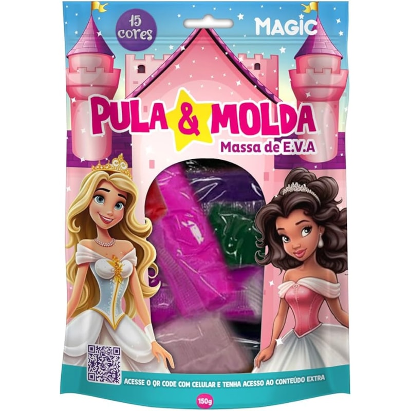 MASSA PULA E  MOLDA 15 CORES SORTIDAS - 150G PRINCESAS