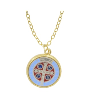 MEDALHA SÃO BENTO 3,4CM ESMALTADA COM CORRENTE