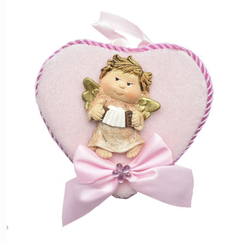 MEDALHÃO CORAÇÃO ROSA 10CM DE ALTURA