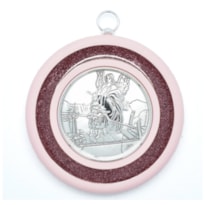 MEDALHÃO DE BERÇO ANJO NA PONTE 8,5CM DE ALTURA ROSA
