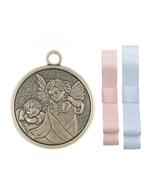 MEDALHÃO DE BERÇO ANJO PROTETOR OURO VELHO