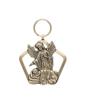 MEDALHÃO DE BERÇO ANJO PROTETOR OURO VELHO