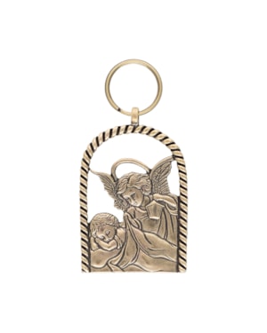 MEDALHÃO DE BERÇO ANJO PROTETOR PRATA VELHA
