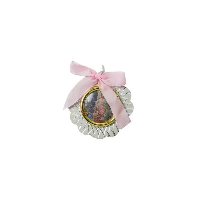 MEDALHÃO DE BERÇO ITALIANO ROSA ANJO DA GUARDA 7,5CM