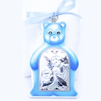 MEDALHÃO URSO BERÇO  RESINA ITALIANA ROSA/AZUL 9X6 CM