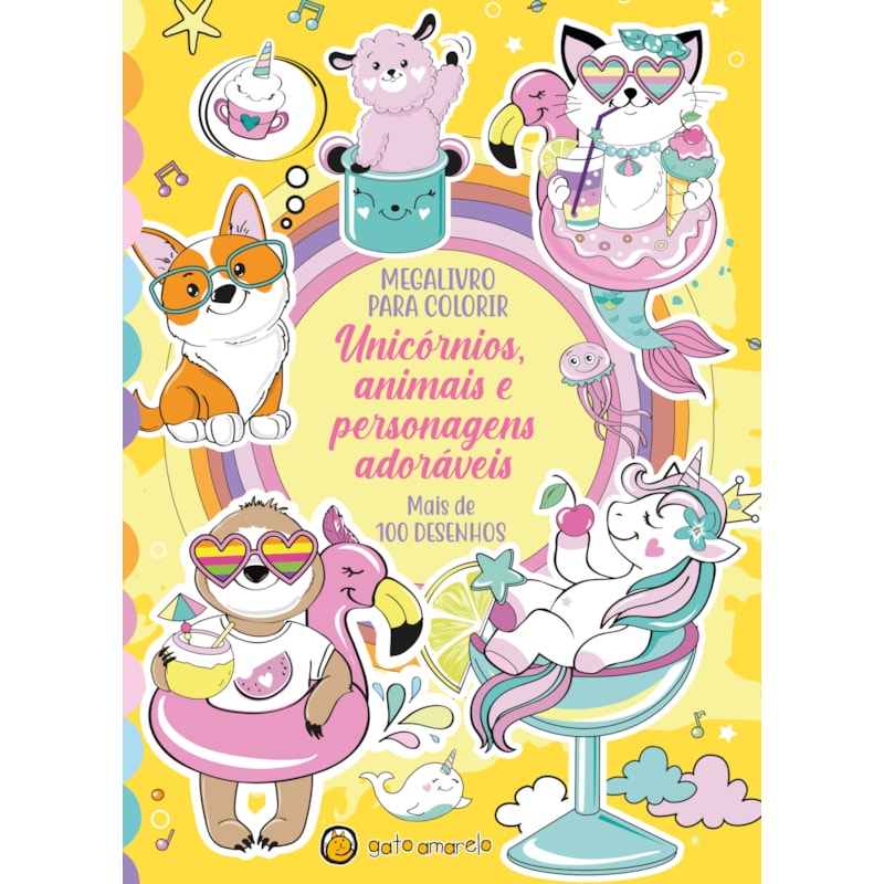 Megalivro para colorir: unicórnios, animais e personagens adoráveis