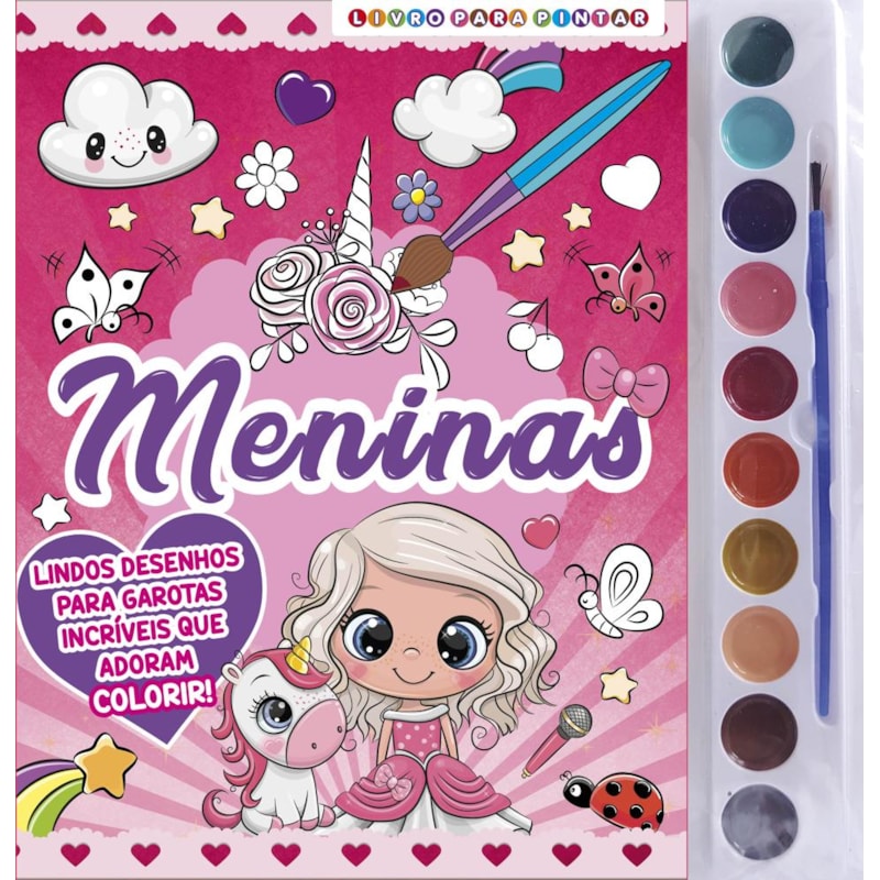 MENINAS LIVRO PARA PINTAR COM AQUARELA