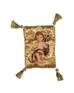 MENINO JESUS 25CM COM ALMOFADA DOURADA