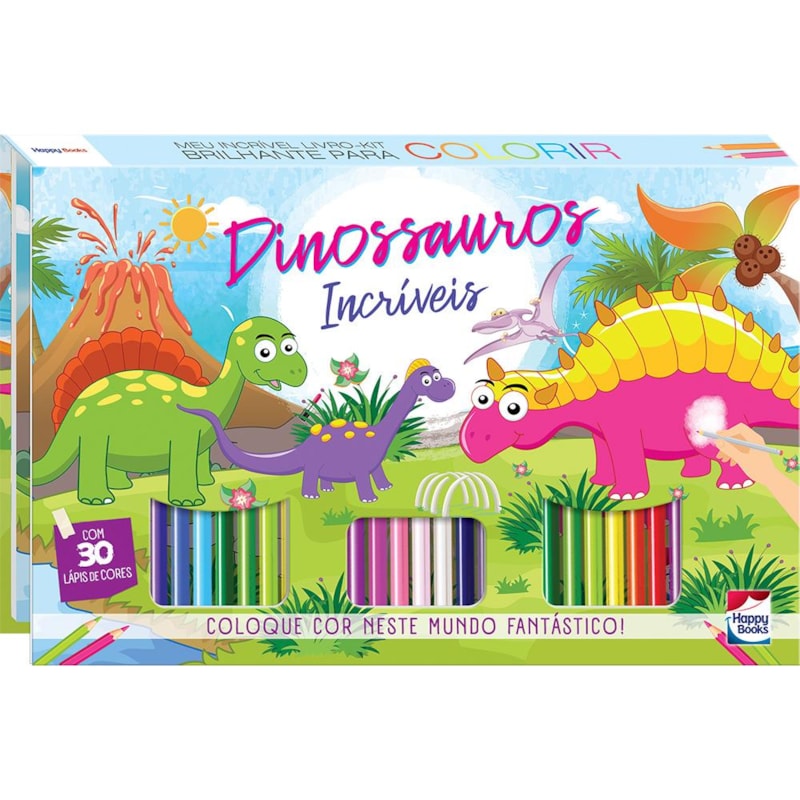 MEU INCRÍVEL LIVRO-KIT BRILHANTE PARA COLORIR: DINOSSAUROS INCRÍVEIS