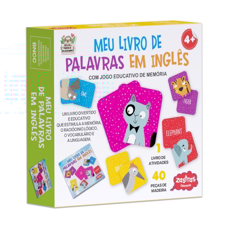 MEU LIVRO DE PALAVRAS EM INGLÊS COM PEÇAS DE MADEIRA