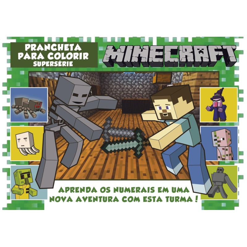 MINECRAFT - PRANCHETA PARA COLORIR NÚMERAIS SUPERSÉRIE
