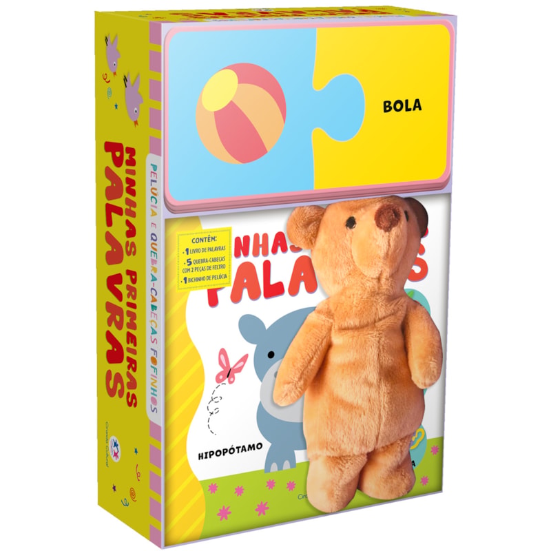 MINHAS PRIMEIRAS PALAVRAS - LIVRO COM PELÚCIA E QUEBRA-CABEÇA