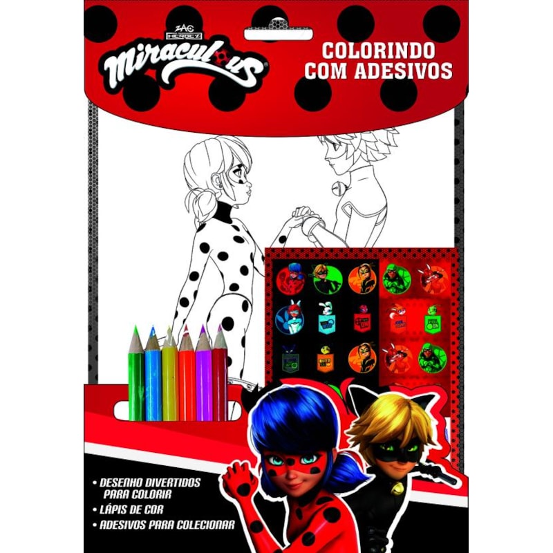 MIRACULOUS LADYBUG COLORINDO COM ADESIVOS