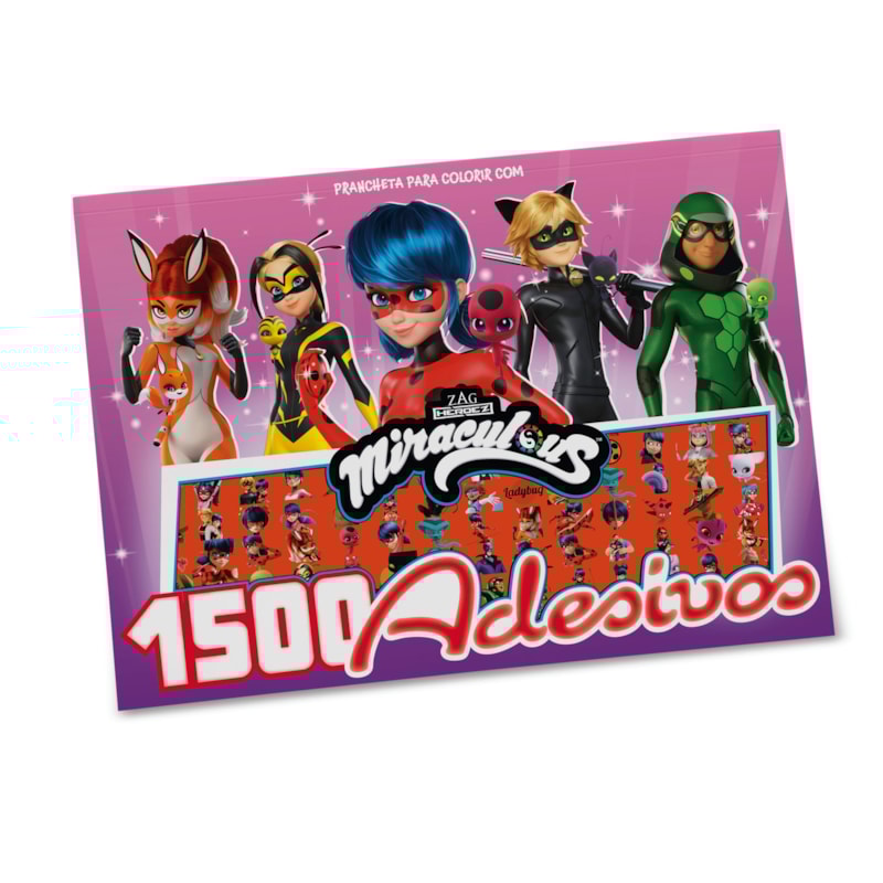 MIRACULOUS LADYBUG PRANCHETA PARA COLORIR COM 1500 ADESIVOS
