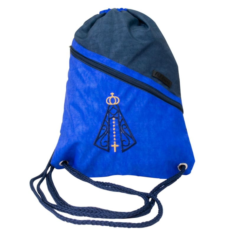 MOCHILA COM CORDÃO NOSSA SENHORA APARECIDA - AZUL