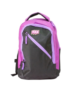 MOCHILA ESCOLAR YES PRETO LILAS MC1503