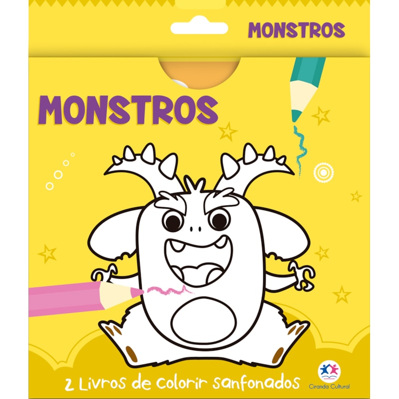 MONSTROS - 2 LIVROS DE COLORIR SANFONADOS