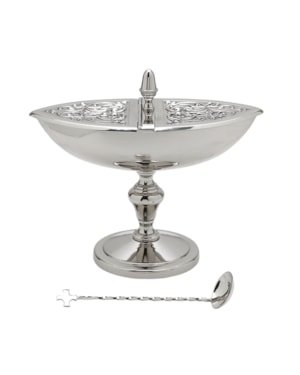 NAVETA COM COLHER 13CM DE ALTURA NIQUELADA