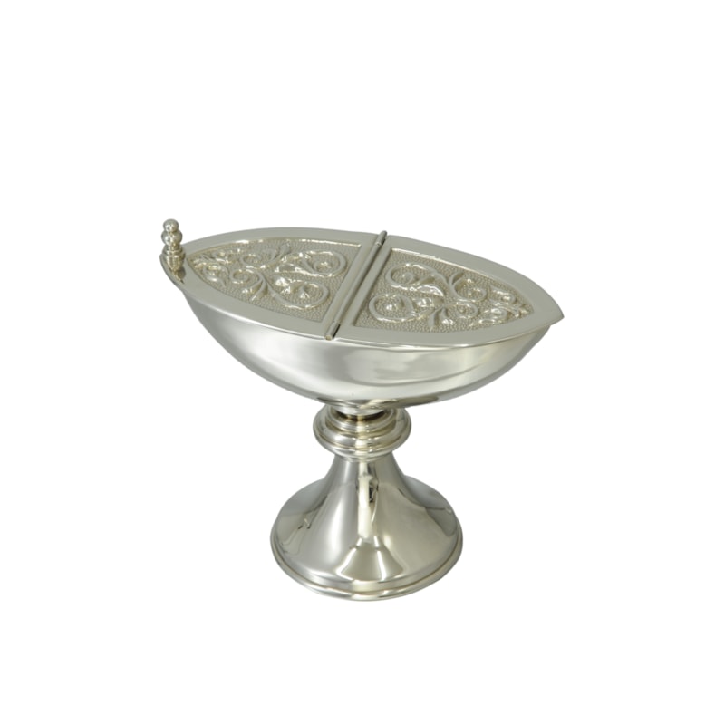 NAVETA NIQUELADA ESTILO BARQUINHA ALTURA 13CM LARGURA 17CM